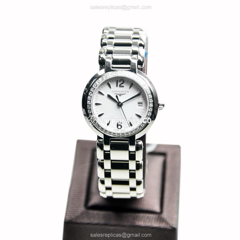 Longines Prima Luna Replica in Stainless Steel Case & White Dial, Quartz Movement Watch - view 2