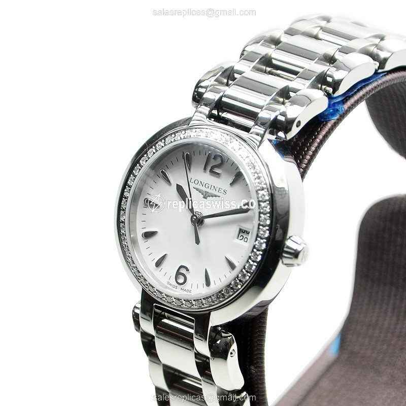Longines Prima Luna Replica in Stainless Steel Case & White Dial, Quartz Movement Watch - view 3