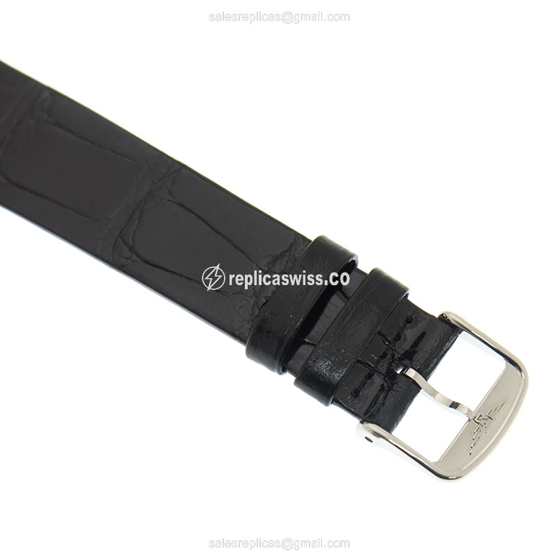 Lustrous Longines L4.709.4.21.2 Grand Quartz Replica, White Dial & Leather Strap, Polished Steel - view 4