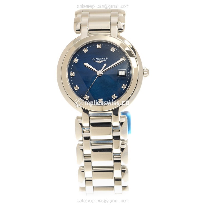 Luxurious Blue Dial Longines L8.112.4.98.6 Prima Luna Replica, Stainless Steel Case & Silver Strap - view 2