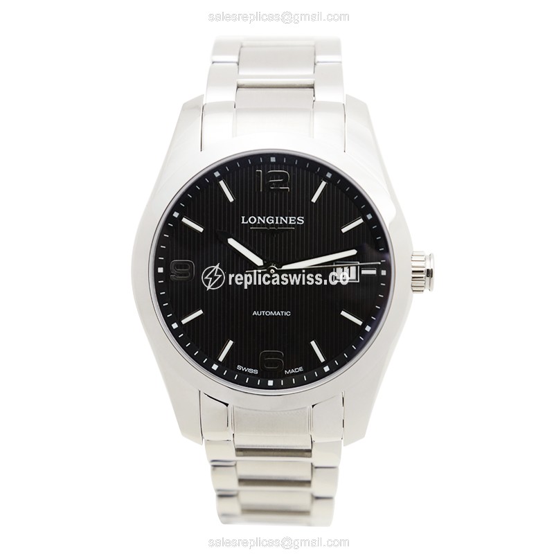 Luxurious Longines Conquest Classic Automatic Replica, Black Dial & Stainless Steel Case Watch - view 2