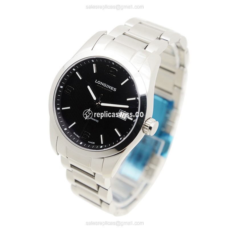 Luxurious Longines Conquest Classic Automatic Replica, Black Dial & Stainless Steel Case Watch - view 3