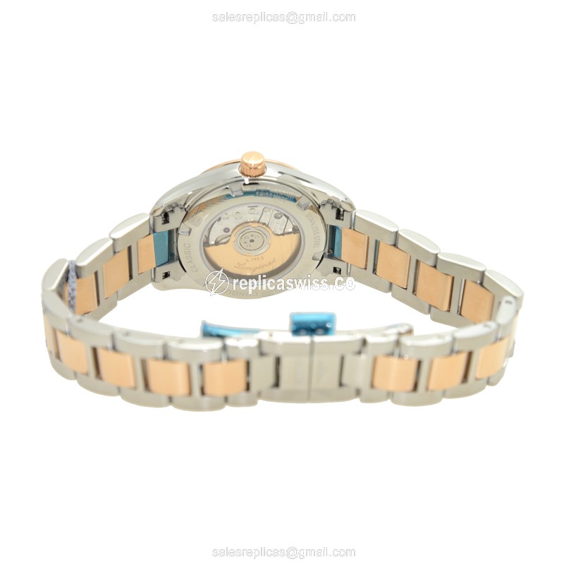 Luxurious Longines Conquest Replica in 18kt Rose Gold & Steel, Automatic Movement & White Dial Watch - view 4