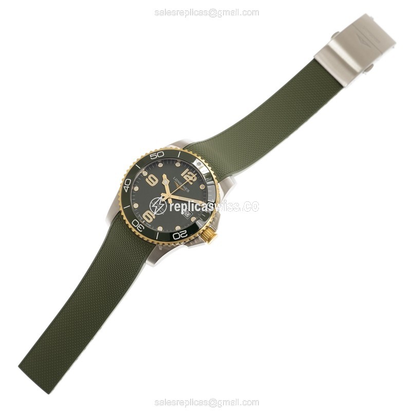 Luxurious Longines Conquest Replica with Green Dial Canvas Strap Watch - view 2
