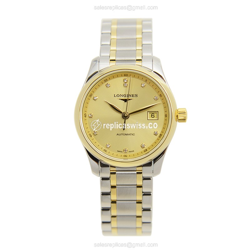 Luxurious Longines L2.257.5.37.7 Replica in 18kt Gold & Stainless Steel, Automatic Movement & - view 2