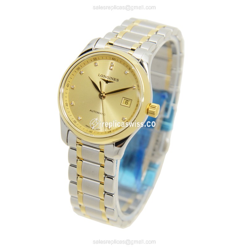 Luxurious Longines L2.257.5.37.7 Replica in 18kt Gold & Stainless Steel, Automatic Movement & - view 3