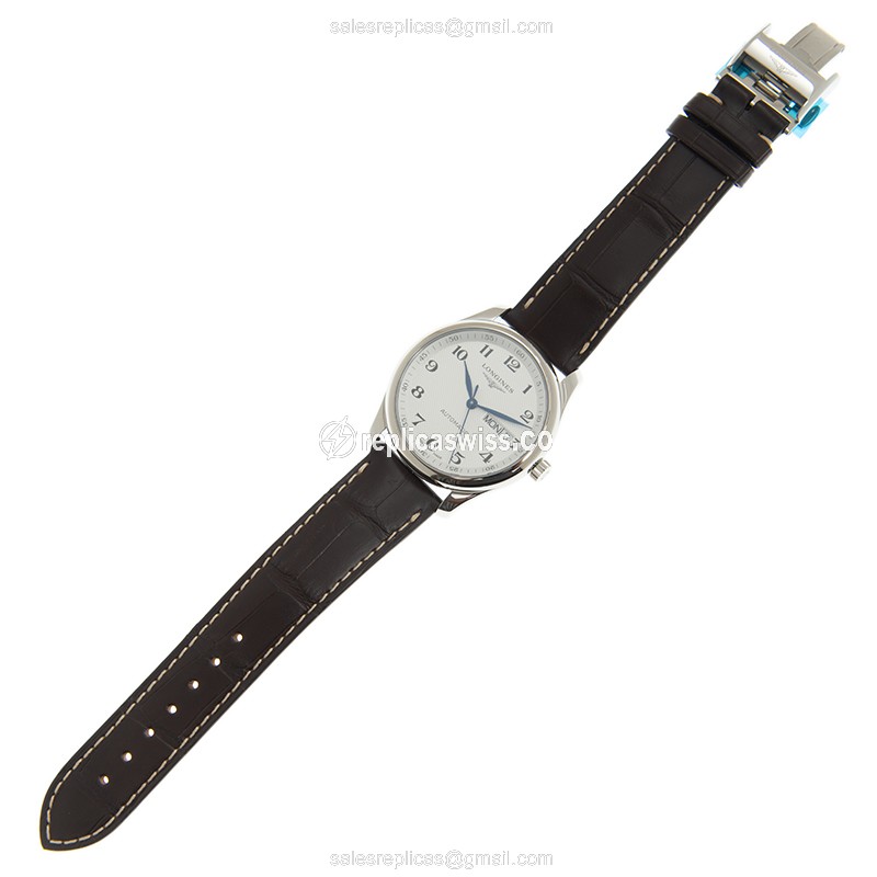 Luxurious Longines L2.755.4.78.3 Replica Watch with Silver Dial & Leather Strap - view 2
