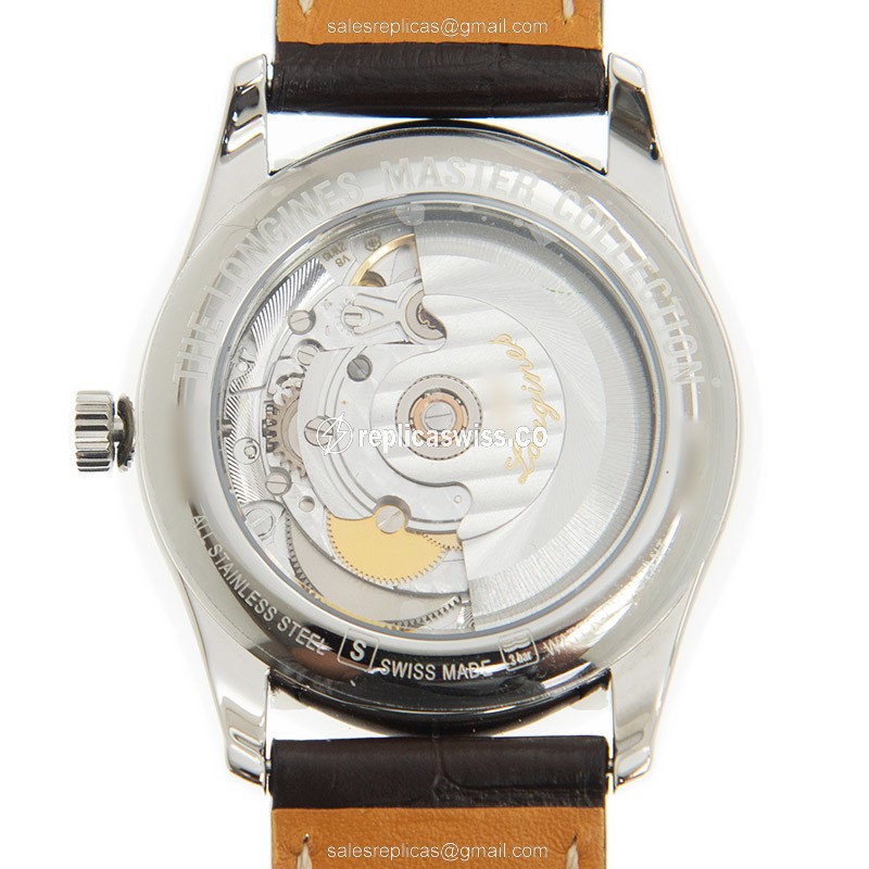 Luxurious Longines L2.755.4.78.3 Replica Watch with Silver Dial & Leather Strap - view 3