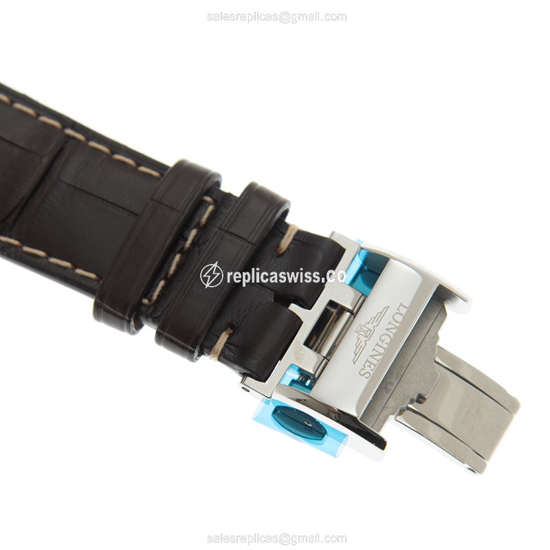 Luxurious Longines L2.755.4.78.3 Replica Watch with Silver Dial & Leather Strap - view 4