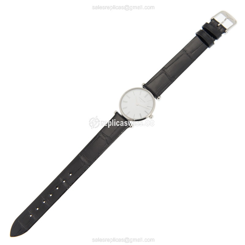 Luxurious Longines L4.209.4.11.2 LA GRANDE Replica in Stainless Steel with White Dial & Alligator - view 2
