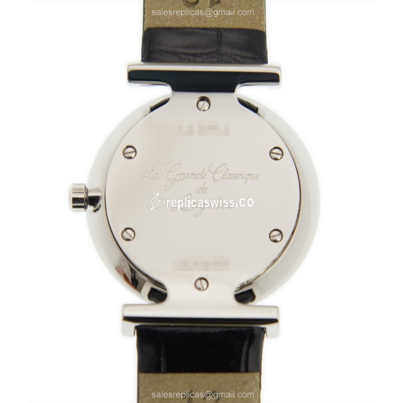Luxurious Longines L4.209.4.11.2 LA GRANDE Replica in Stainless Steel with White Dial & Alligator - view 3