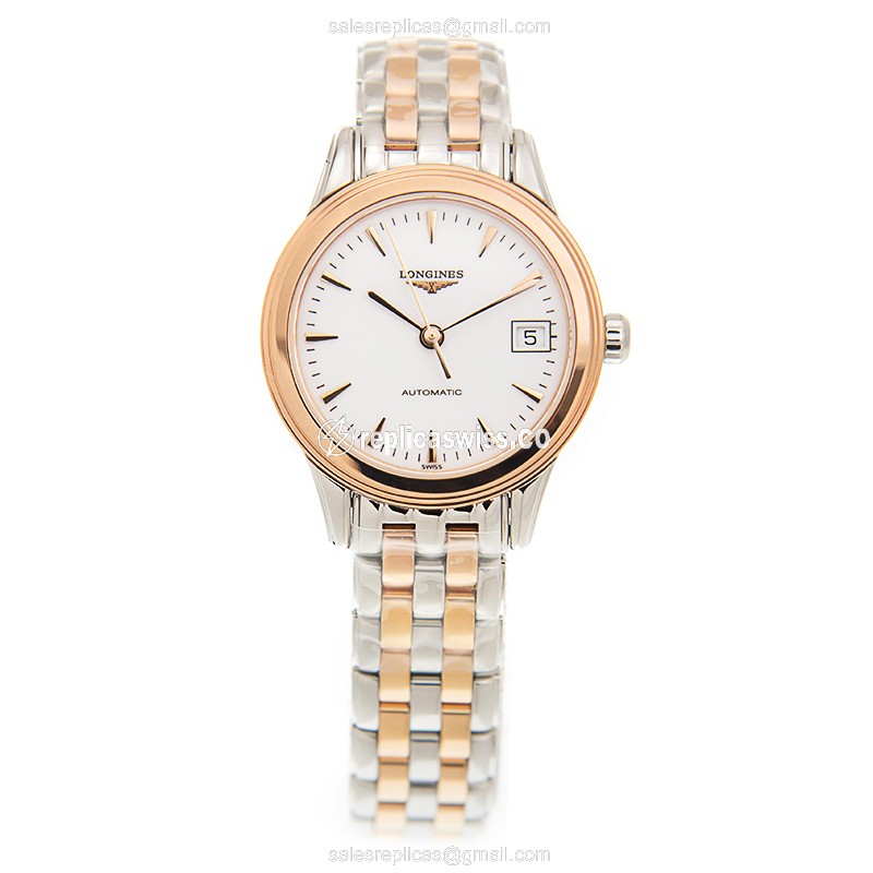 Luxurious Longines L4.274.3.92.7 Replica, Automatic Movement, 18kt White Dial & Gold Steel Case - view 2