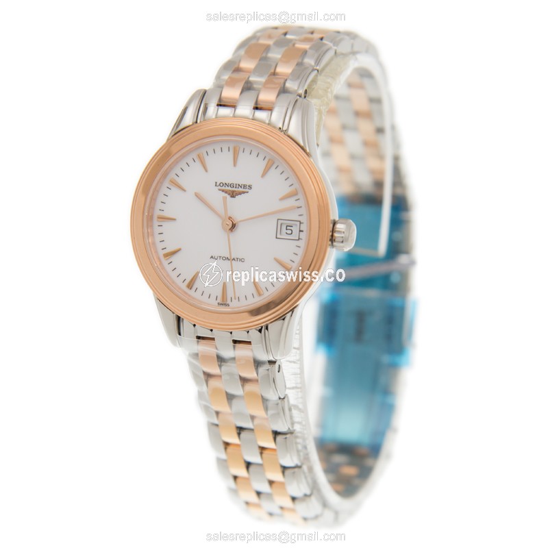 Luxurious Longines L4.274.3.92.7 Replica, Automatic Movement, 18kt White Dial & Gold Steel Case - view 3
