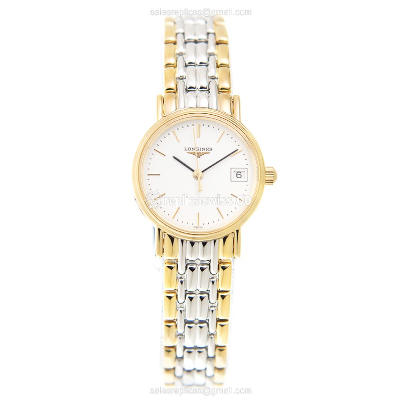 Luxurious Longines L4.319.2.12.7 Replica Watch in White Dial & Gold Gold-Plated Case - view 2