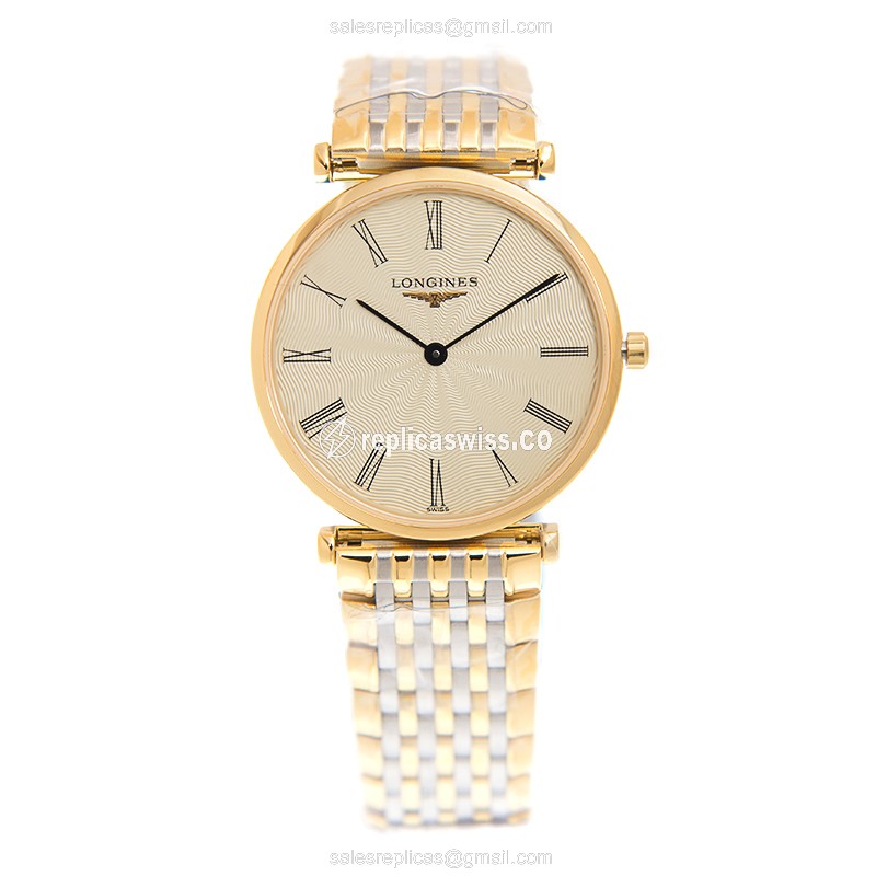 Luxurious Longines L4.512.2.41.7 LA GRANDE石英表，18K金钢带，雅致米色表盘 Watch - view 2