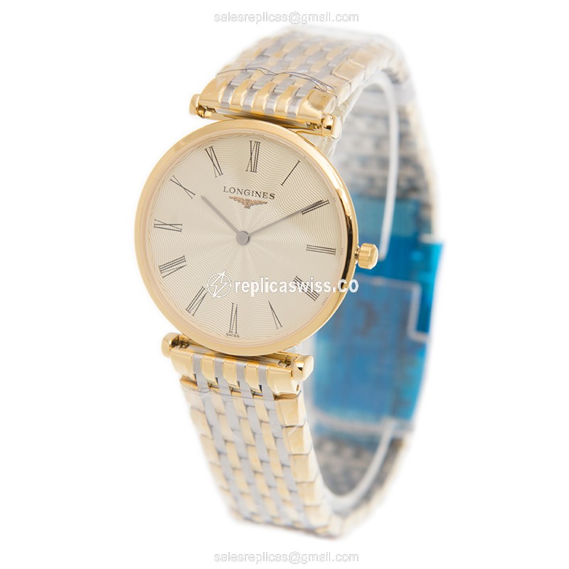 Luxurious Longines L4.512.2.41.7 LA GRANDE石英表，18K金钢带，雅致米色表盘 Watch - view 3