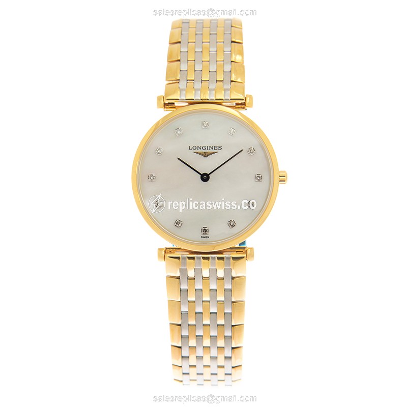 Luxurious Longines L4.512.2.87.7 Replica in White Dial & Gold-Plated Case Watch - view 2
