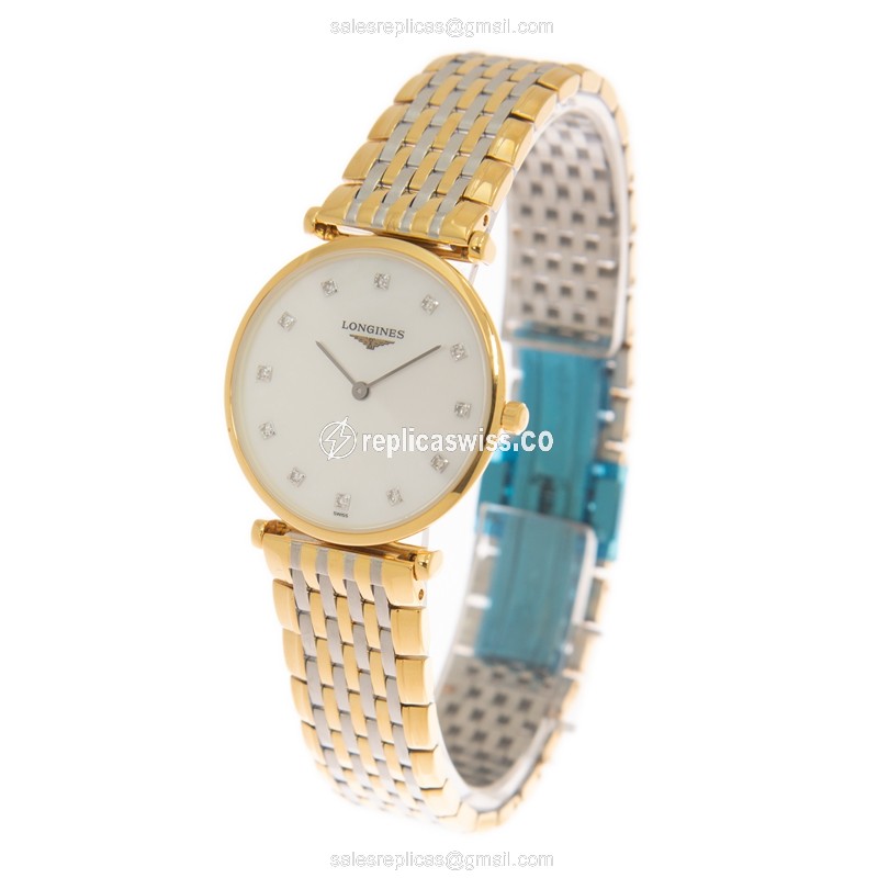 Luxurious Longines L4.512.2.87.7 Replica in White Dial & Gold-Plated Case Watch - view 3