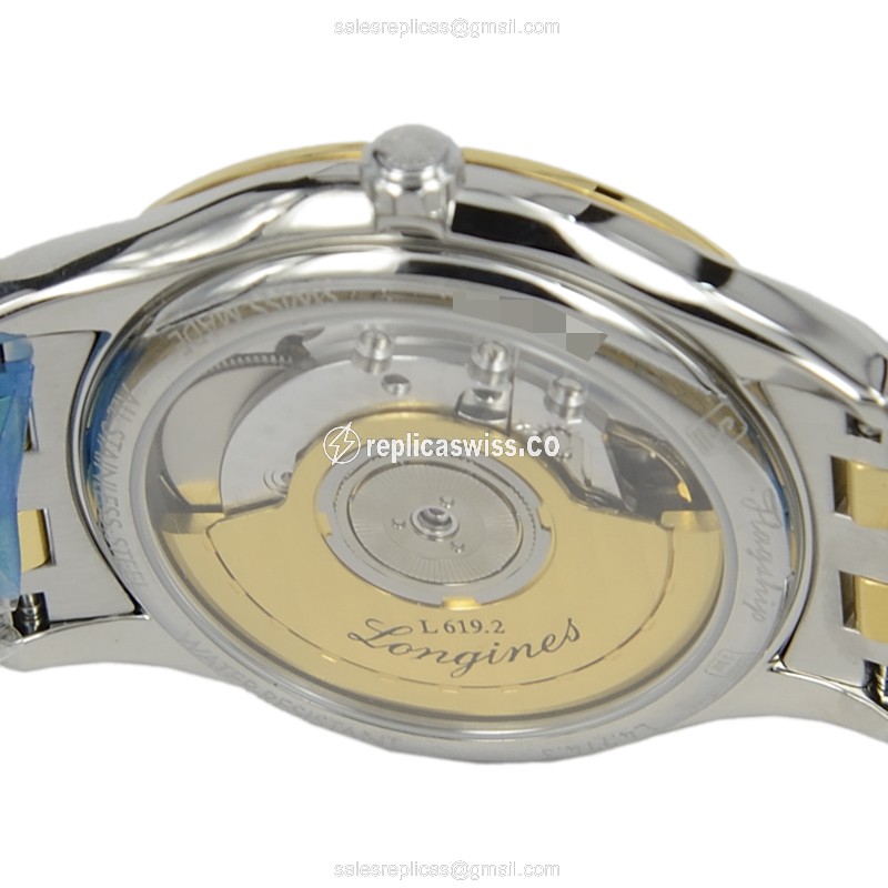Luxurious Longines L4.774.3.22.7 Replica in 18kt Gold & Steel, Automatic Movement & White Dial Watch - view 4