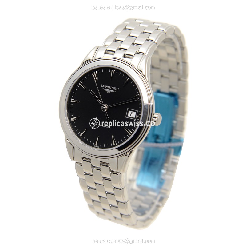 Luxurious Longines L4.774.4.52.6 Replica with Black Dial Stainless Steel Case Watch - view 2