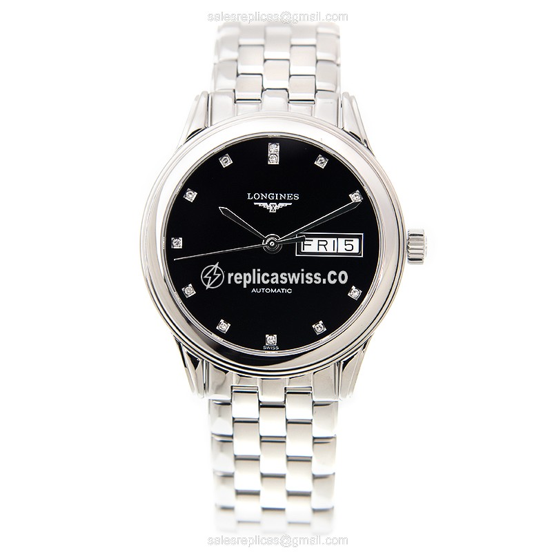 Luxurious Longines L4.799.4.57.6 Replica Watch | Black Dial | Stainless Steel Case - view 2
