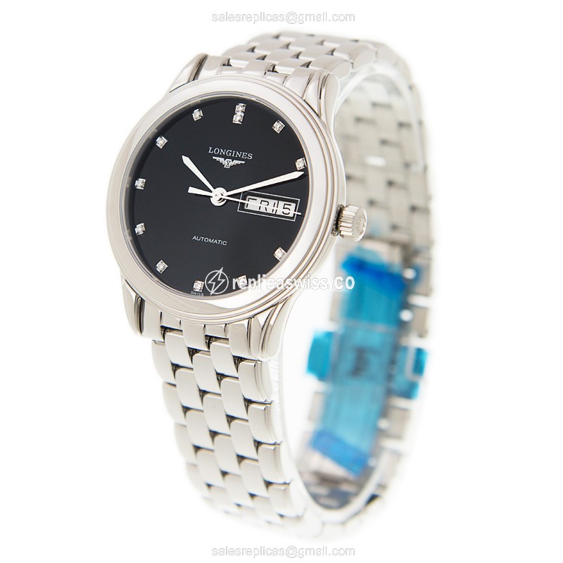 Luxurious Longines L4.799.4.57.6 Replica Watch | Black Dial | Stainless Steel Case - view 3