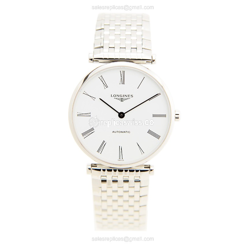 Luxurious Longines L4.908.4.11.6 Grande Replica with White Dial & Stainless Steel Case Watch - view 2