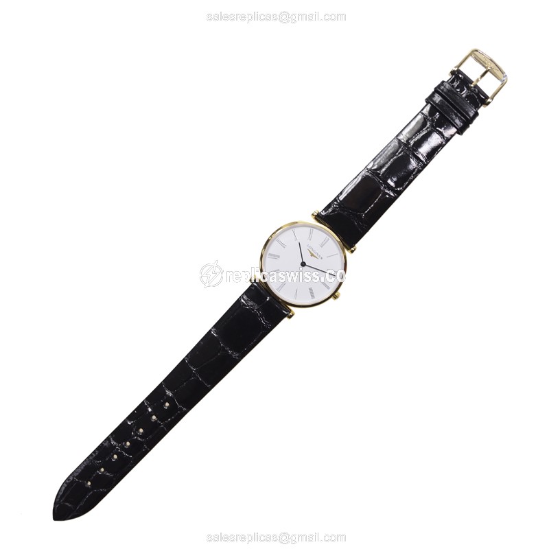 Luxurious Longines LA GRANDE Replica, White Dial on Gold Case, Genuine Sapphire Crystal Watch - view 2