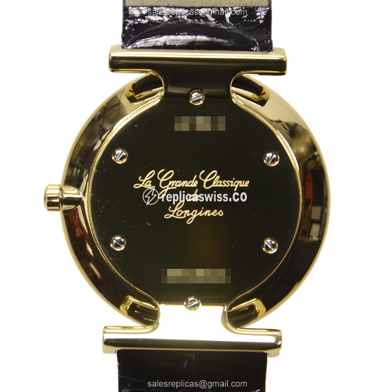 Luxurious Longines LA GRANDE Replica, White Dial on Gold Case, Genuine Sapphire Crystal Watch - view 3