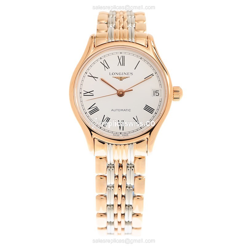 Luxurious Longines Lyre Replica in 18kt Rose Gold & Steel, Automatic Movement & White Dial Watch - view 2