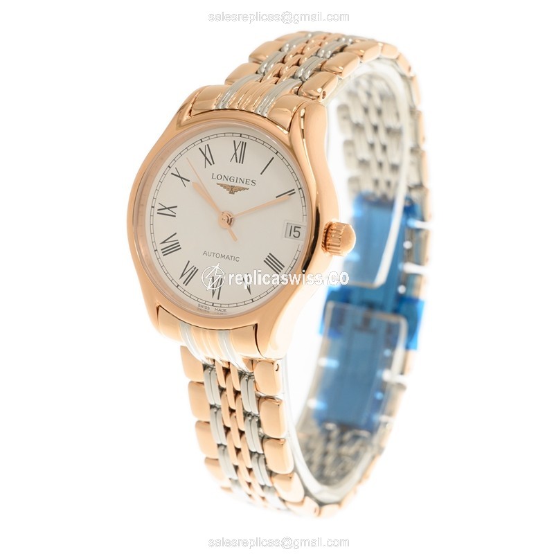 Luxurious Longines Lyre Replica in 18kt Rose Gold & Steel, Automatic Movement & White Dial Watch - view 3