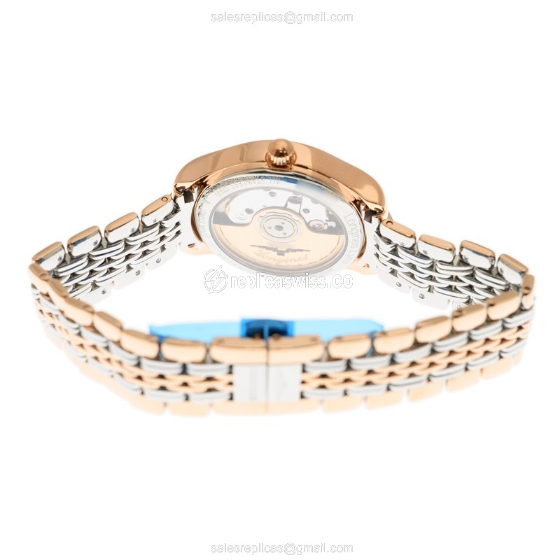 Luxurious Longines Lyre Replica in 18kt Rose Gold & Steel, Automatic Movement & White Dial Watch - view 4