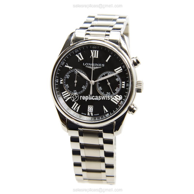 Luxurious Longines Master Replica in Stainless Steel & Black Dial, Automatic Movement Watch - view 2