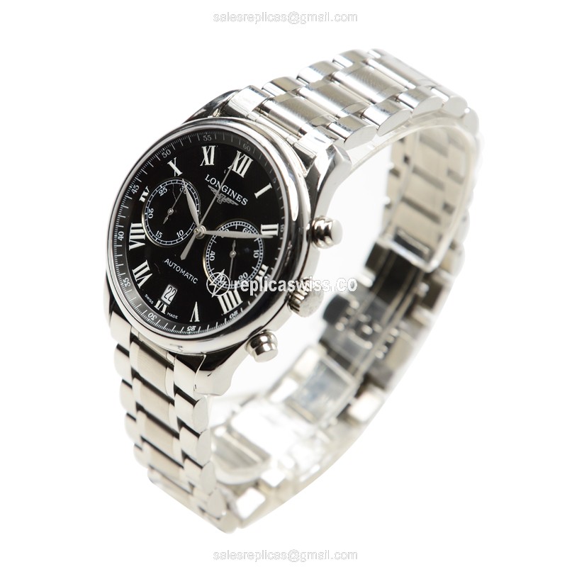 Luxurious Longines Master Replica in Stainless Steel & Black Dial, Automatic Movement Watch - view 3