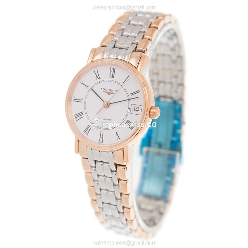 Luxurious Longines Presence Replica in 18kt Steel & Rose Gold, Automatic Movement White Dial - view 3