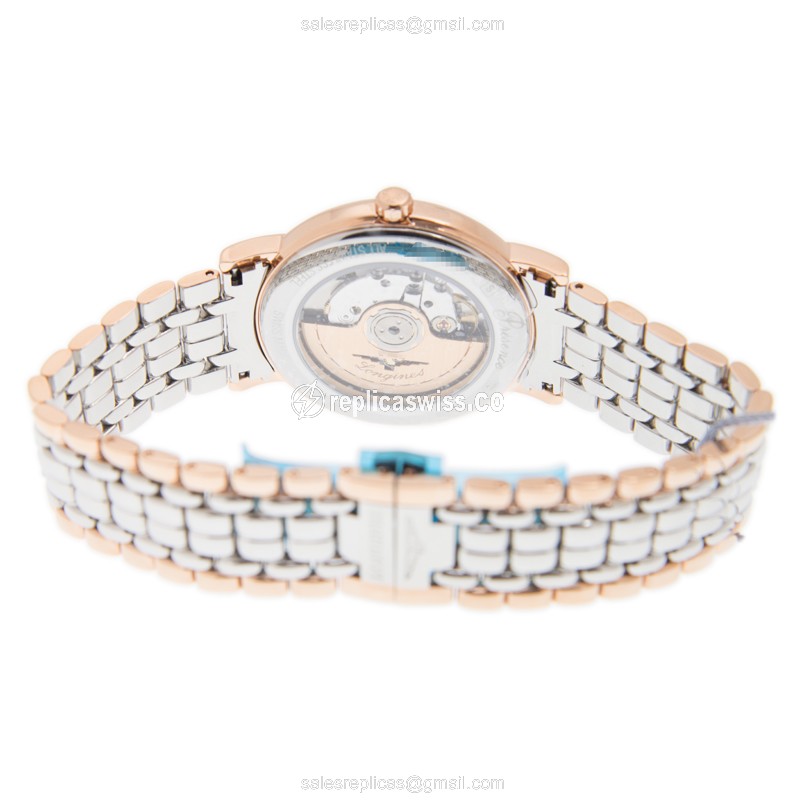 Luxurious Longines Presence Replica in 18kt Steel & Rose Gold, Automatic Movement & White Dial Watch - view 4