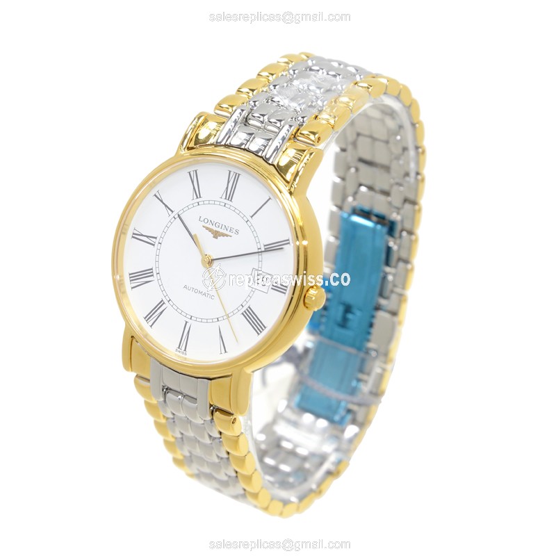 Luxurious Longines Presence Replica in 18kt Steel & Silver with White Dial Automatic Movement - view 3
