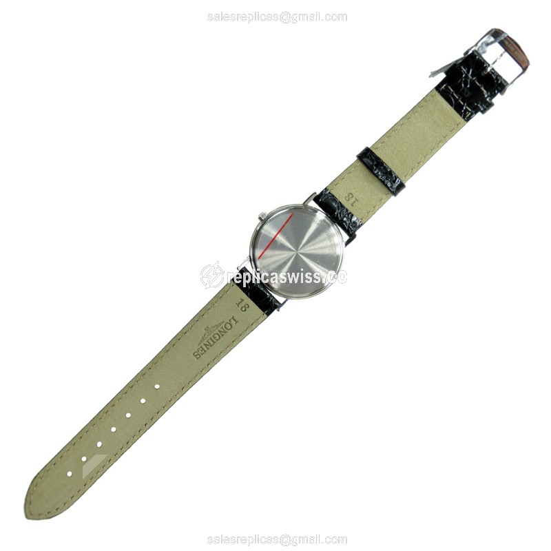 Luxurious Longines Presence Replica in Stainless Steel Case with White Dial Black Alligator - view 3