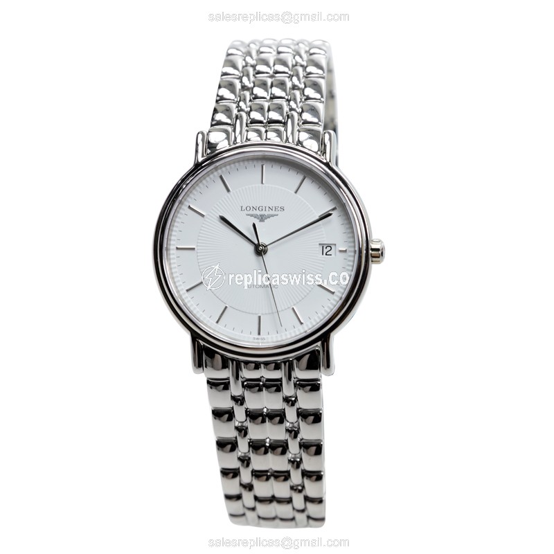 Luxurious Longines Presence Replica in Stainless Steel with Automatic Movement White Dial Watch - view 2