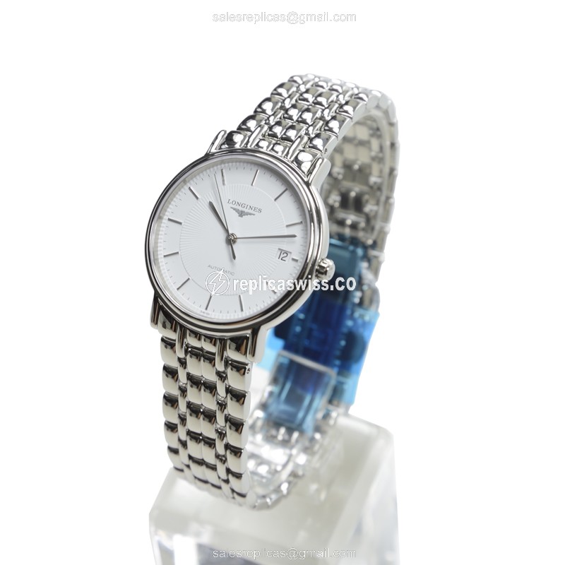 Luxurious Longines Presence Replica in Stainless Steel with Automatic Movement White Dial Watch - view 3