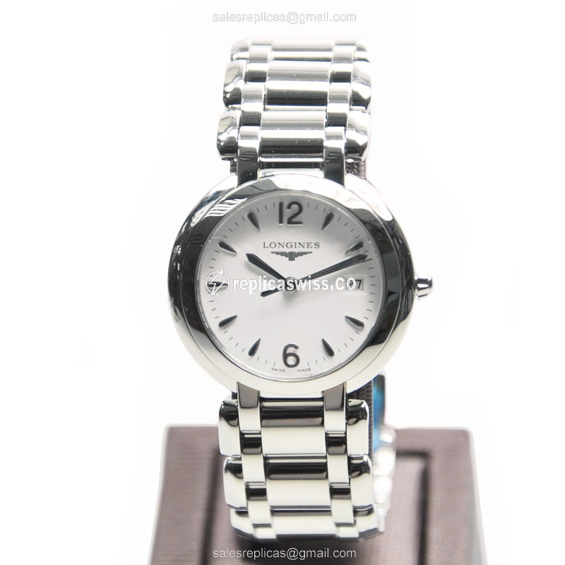Luxurious Longines Prima Luna Replica in Stainless Steel Case & White Dial Watch - view 2