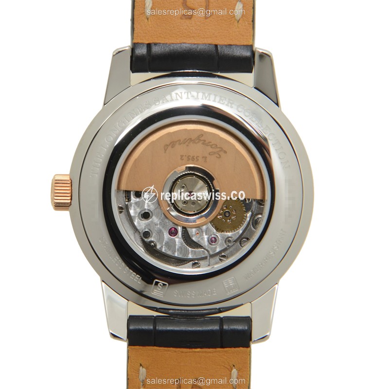 Luxurious Longines Saint Imier L2.563.5.59.3 Replica with Automatic Movement & Polished 18kt Rose - view 3