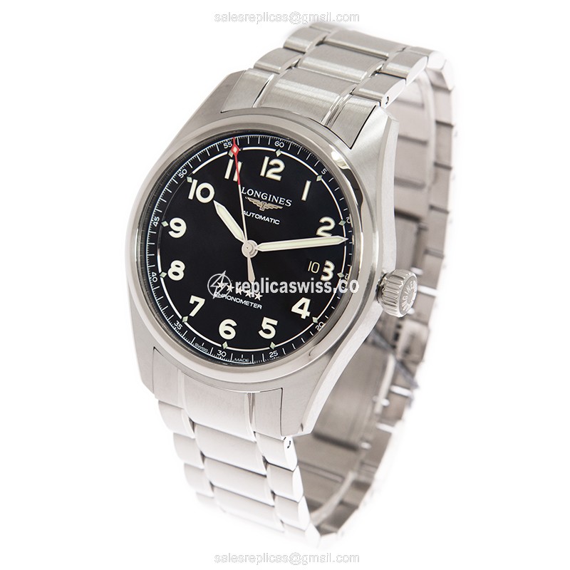 Luxurious Longines Spirit Replica in Stainless Steel, Automatic Movement & Black Dial Watch - view 3