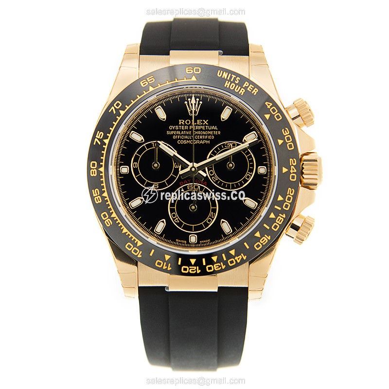 Luxurious Rolex Daytona Replica in 18kt Yellow Gold, Automatic Movement & Black Dial Watch - view 2