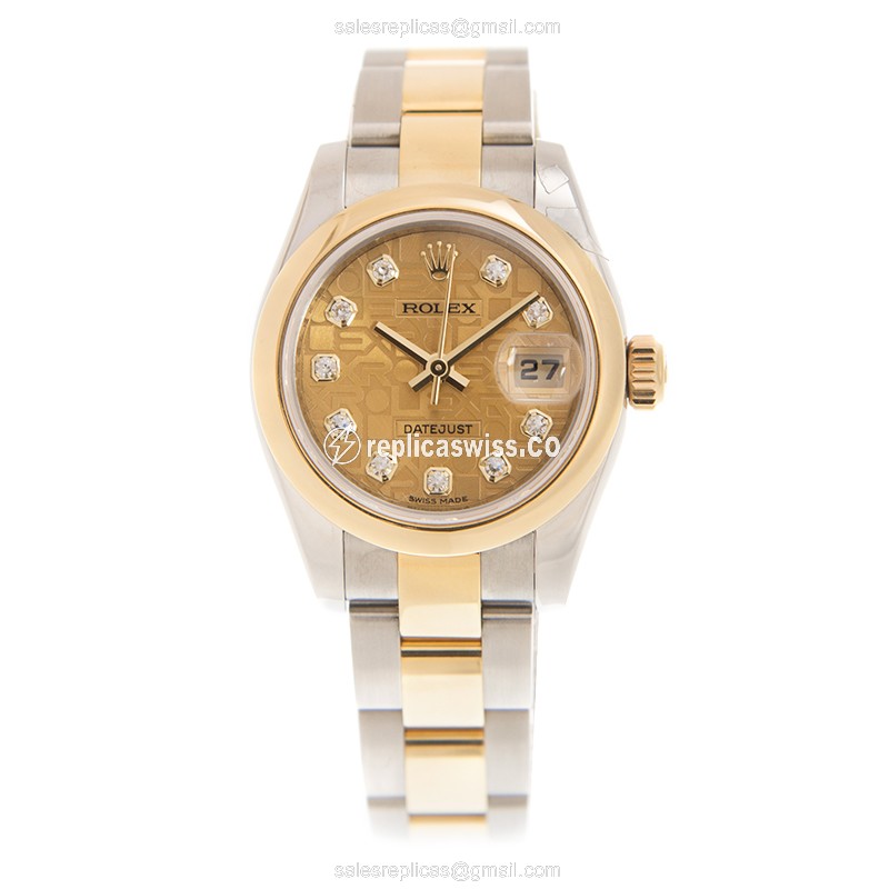 Luxurious Rolex Lady Datejust Replica in 18kt Gold & Steel, Automatic Movement & Sapphire Crystal - view 2
