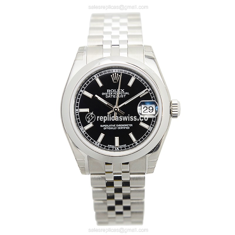Luxurious Rolex Lady Datejust Replica in Stainless Steel with Black Dial Automatic Movement - view 2