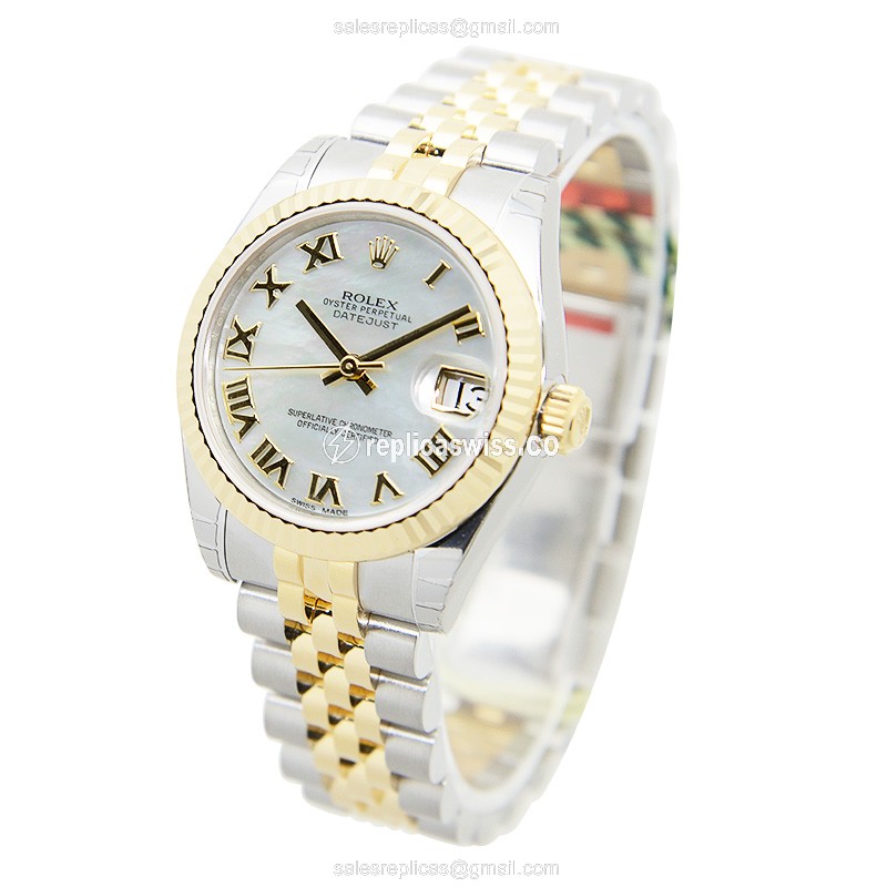Luxurious Rolex Lady Datejust Replica in White Dial & 18kt Steel, Automatic Movement Watch - view 3