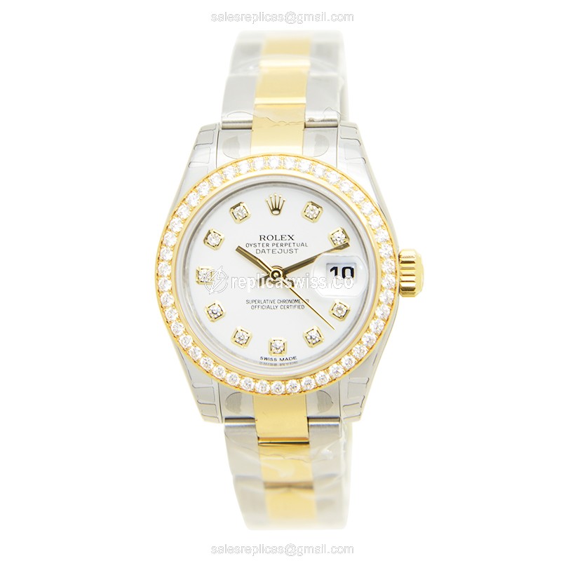 Luxurious Rolex Lady Datejust Replica in White Dial & 18kt Steel Case, Automatic Movement Watch - view 2
