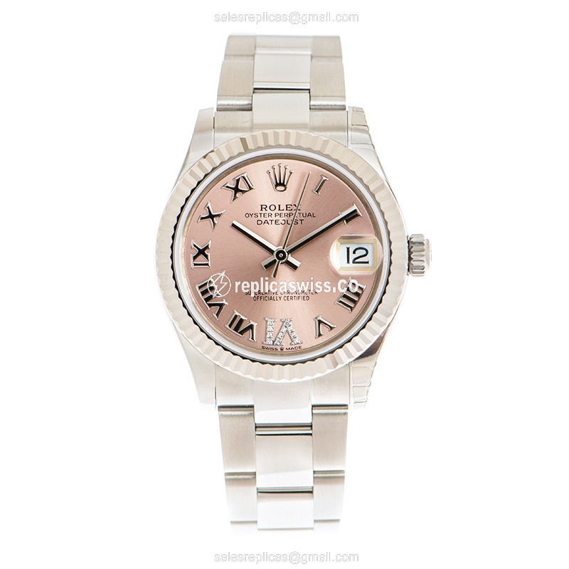 Luxury Pink Dial Rolex Datejust Replica in 18kt White Gold & Stainless Steel Case, Automatic - view 2