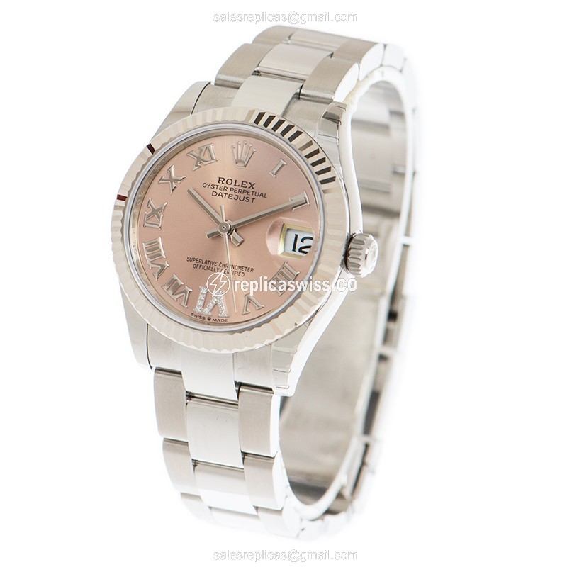 Luxury Pink Dial Rolex Datejust Replica in 18kt White Gold & Stainless Steel Case, Automatic - view 3